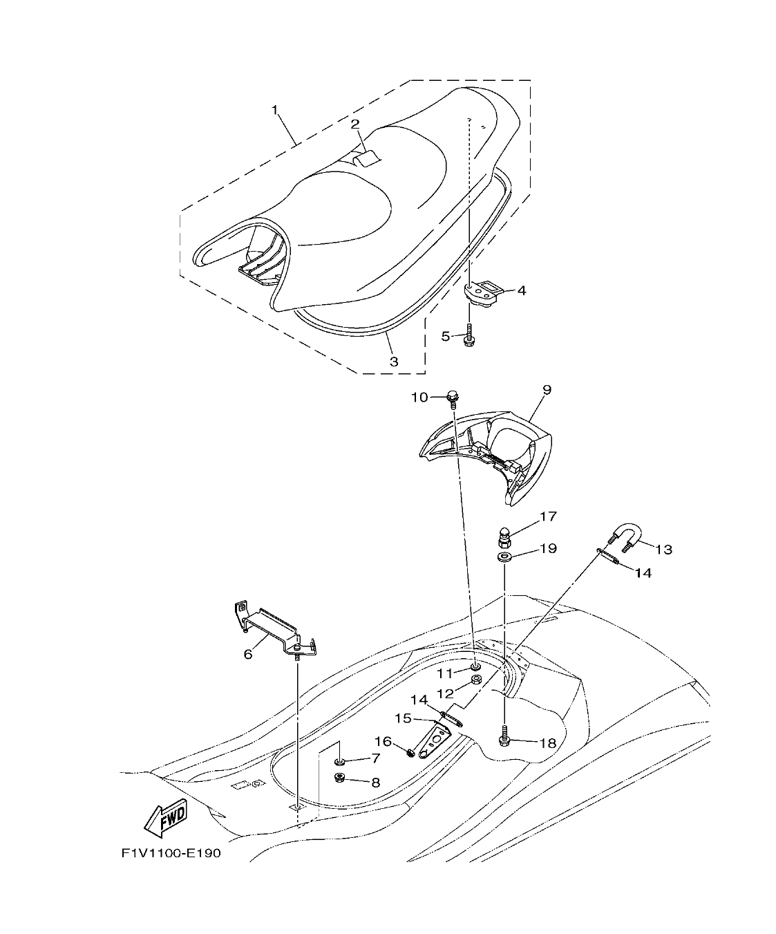 VX700-E – section 19 SEAT & UNDER LOCKER parts diagram