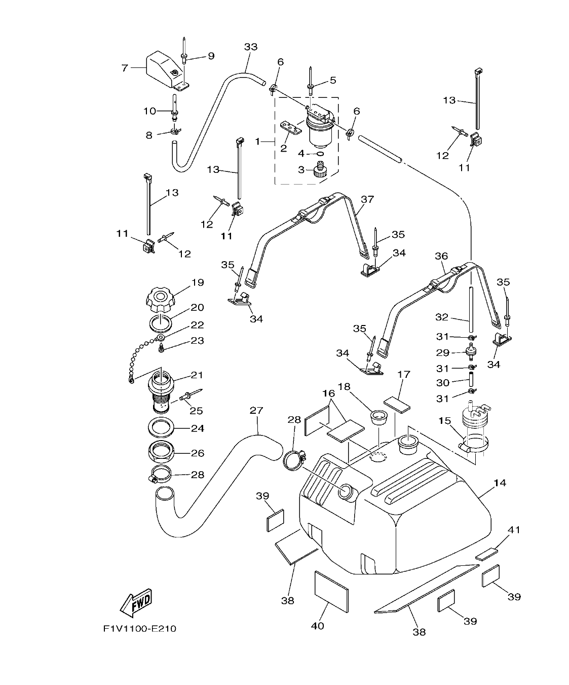 VX700-E – section 21 FUEL TANK parts diagram