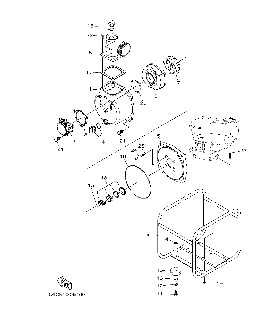 YP30G – section 16 WATER PUMP 3 (YP30G:USA/CAN) parts diagram
