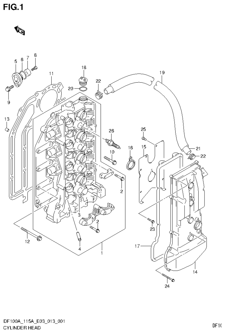 Suzuki DF115AT, DF115AZ CYLINDER HEAD parts diagram