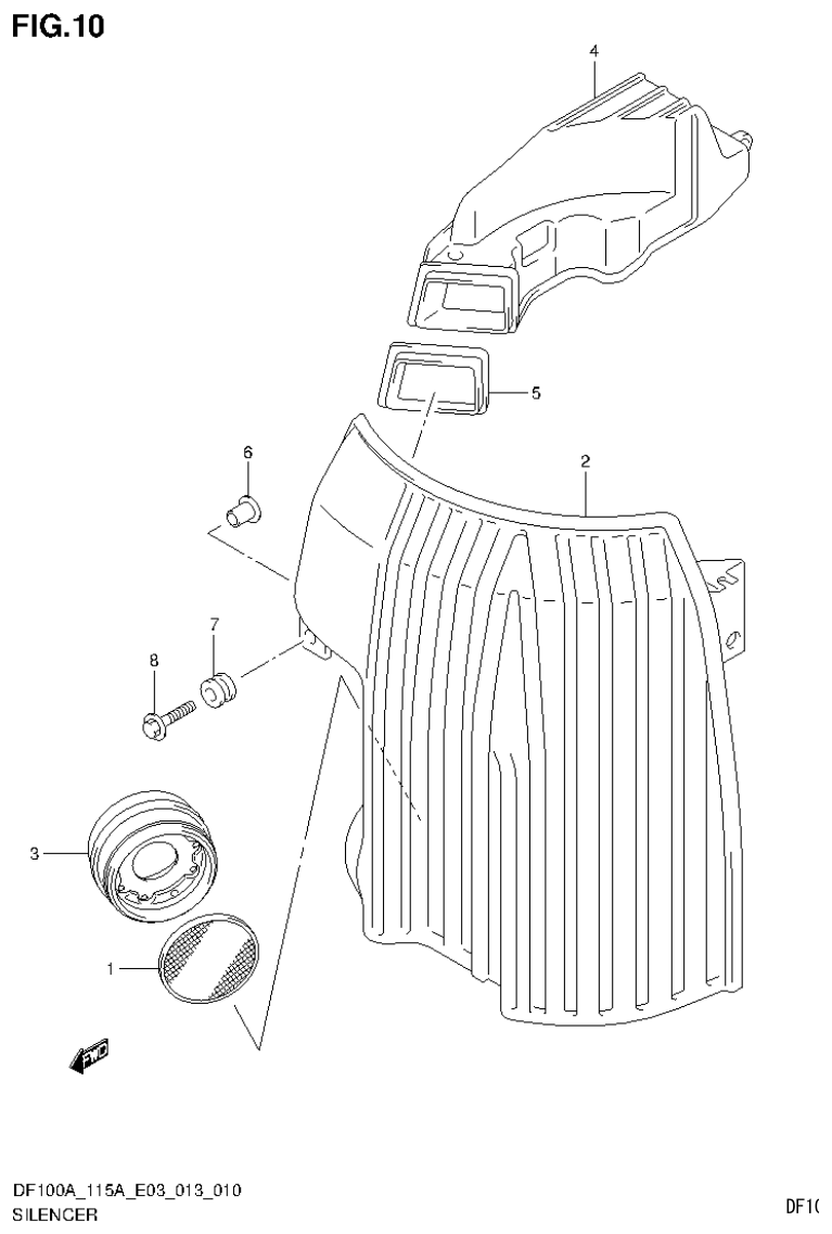 Suzuki DF115AT, DF115AZ SILENCER (DF115AZ E03) parts diagram