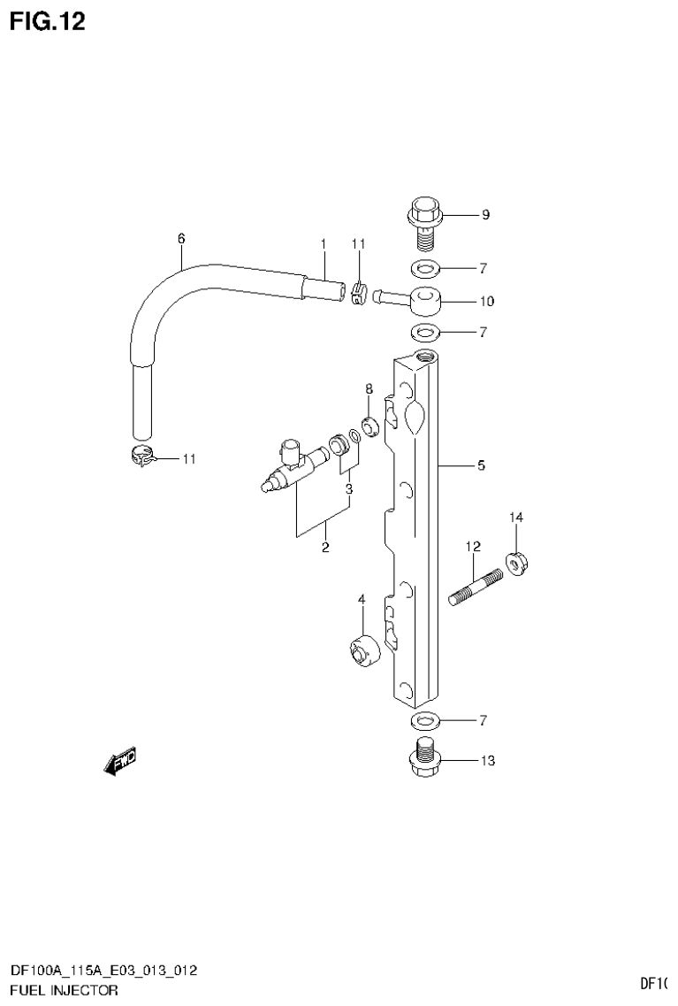Suzuki DF115AT, DF115AZ FUEL INJECTOR parts diagram