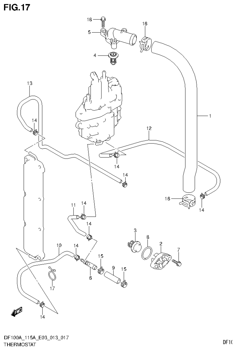 Suzuki DF115AT, DF115AZ THERMOSTAT parts diagram