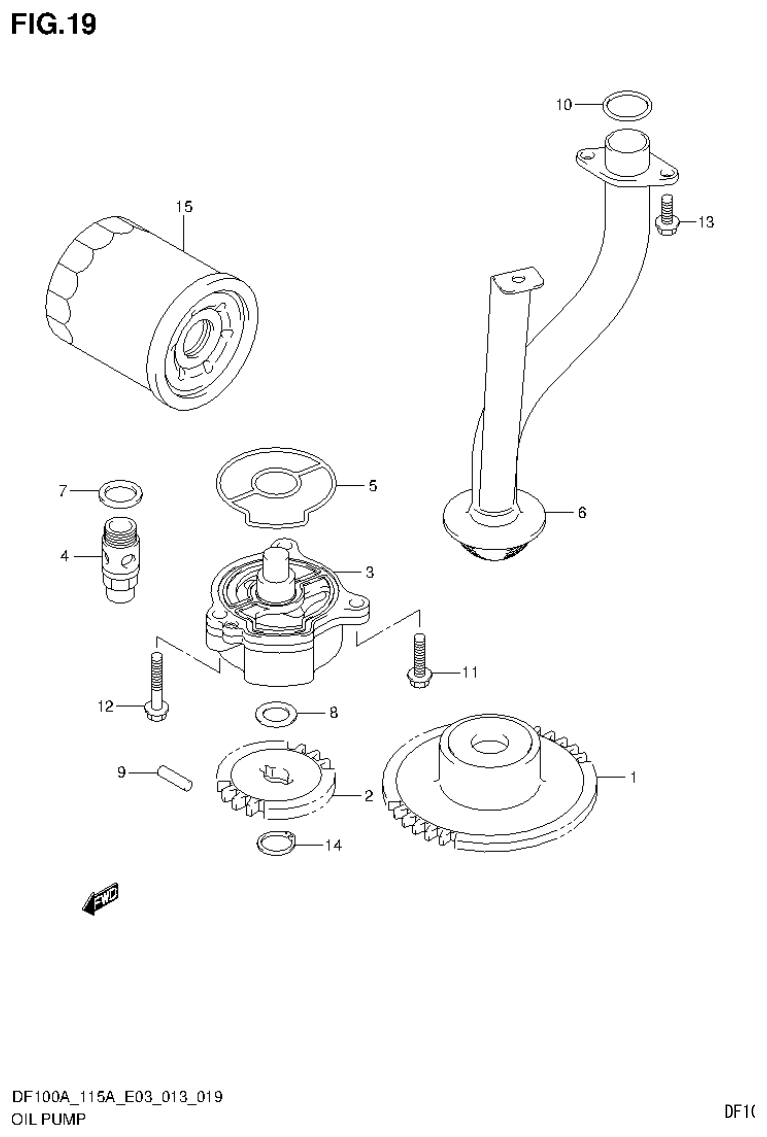 Suzuki DF115AT, DF115AZ OIL PUMP parts diagram
