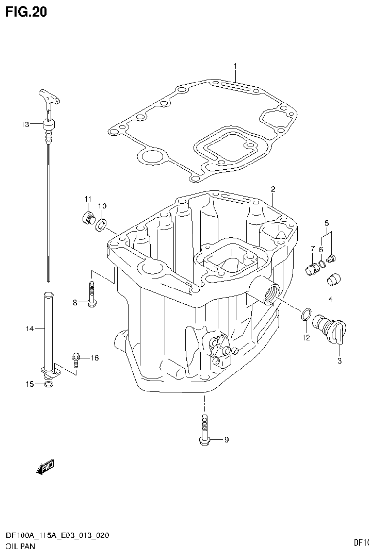 Suzuki DF115AT, DF115AZ OIL PAN parts diagram