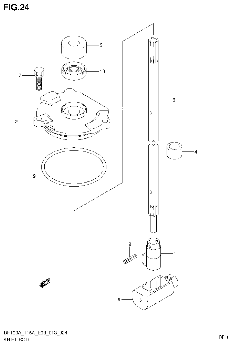 Suzuki DF115AT, DF115AZ SHIFT ROD (DF100AT E03) parts diagram