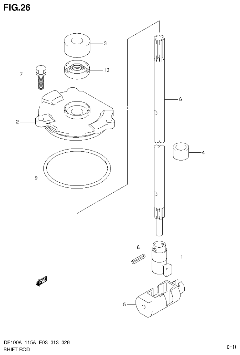 Suzuki DF115AT, DF115AZ SHIFT ROD (DF115AZ E03) parts diagram
