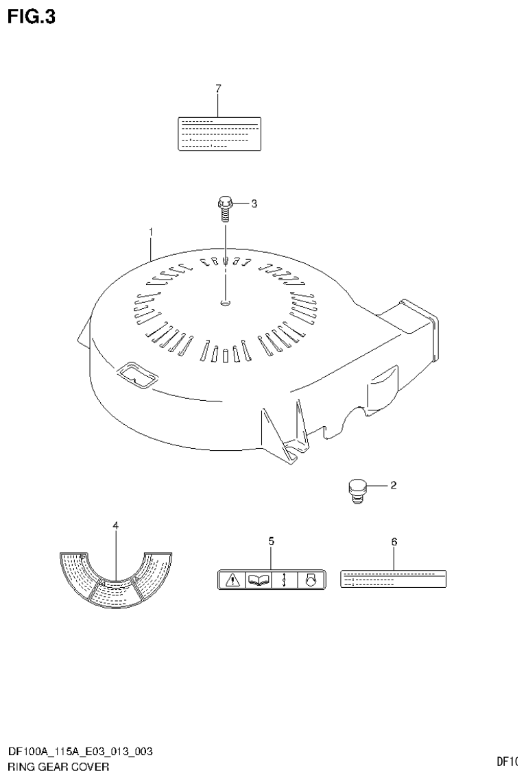Suzuki DF115AT, DF115AZ RING GEAR COVER parts diagram