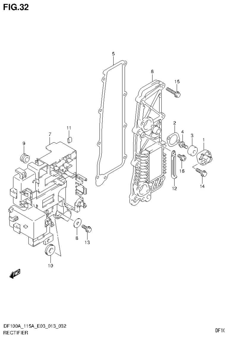 Suzuki DF115AT, DF115AZ RECTIFIER parts diagram