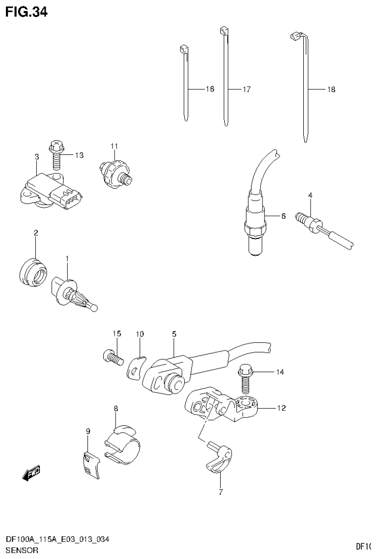 Suzuki DF115AT, DF115AZ SENSOR (DF100AT E03) parts diagram