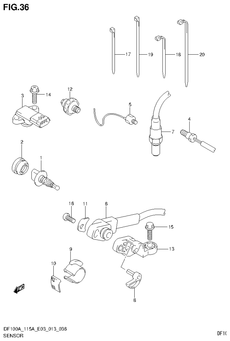 Suzuki DF115AT, DF115AZ SENSOR (DF115AZ E03) parts diagram