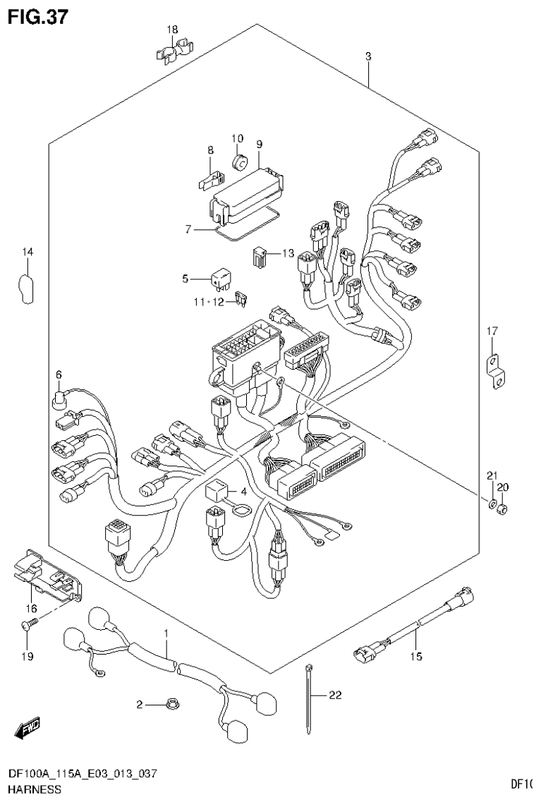 Suzuki DF115AT, DF115AZ HARNESS (DF100AT E03) parts diagram