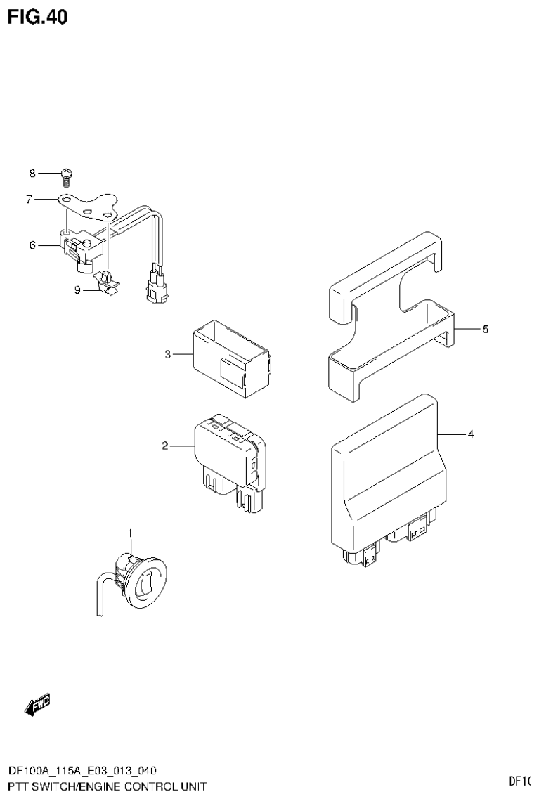 Suzuki DF115AT, DF115AZ PTT SWITCH/ENGINE CONTROL UNIT (DF100AT E03) parts diagram