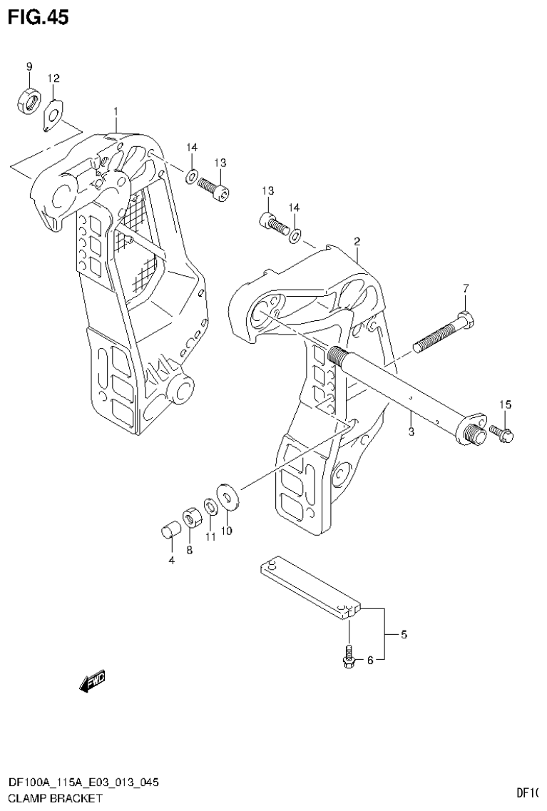 Suzuki DF115AT, DF115AZ CLAMP BRACKET (DF115AZ E03) parts diagram
