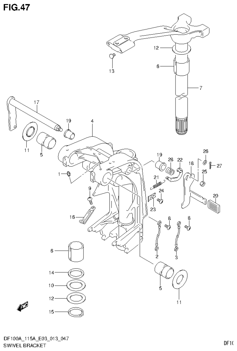 Suzuki DF115AT, DF115AZ SWIVEL BRACKET (DF115AT E03) parts diagram