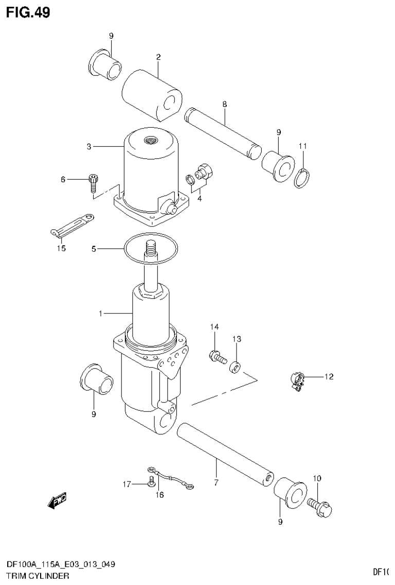 Suzuki DF115AT, DF115AZ TRIM CYLINDER parts diagram