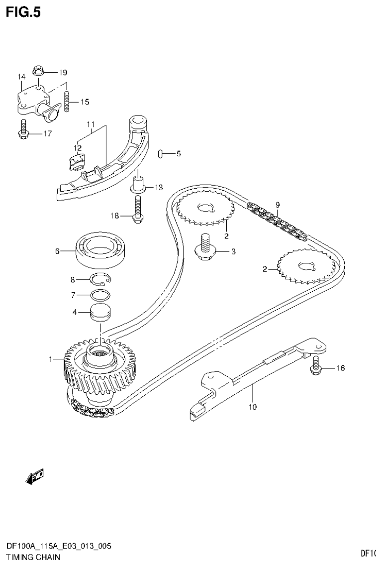 Suzuki DF115AT, DF115AZ TIMING CHAIN parts diagram