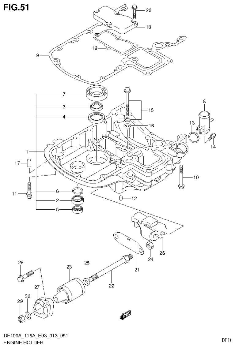 Suzuki DF115AT, DF115AZ ENGINE HOLDER parts diagram