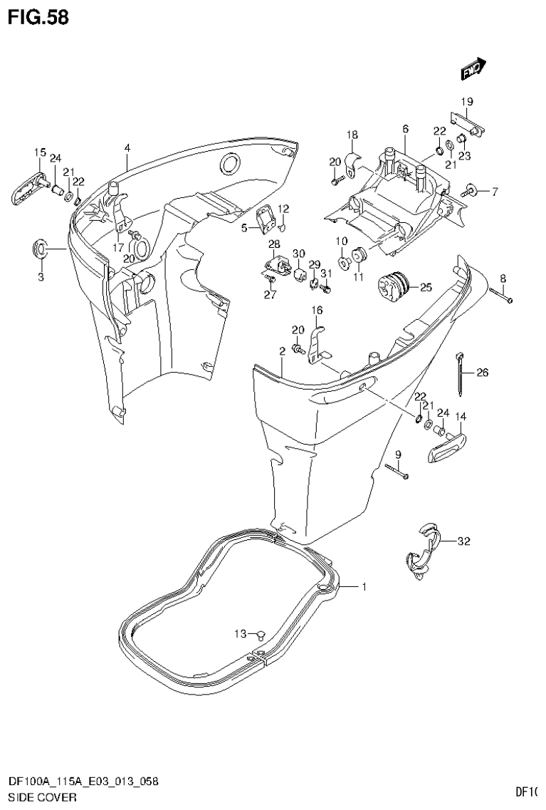 Suzuki DF115AT, DF115AZ SIDE COVER parts diagram