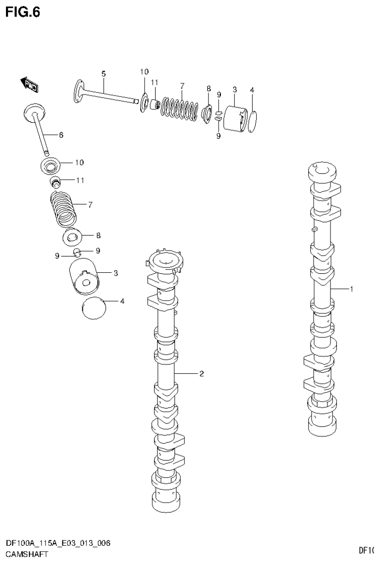 Suzuki DF115AT, DF115AZ CAMSHAFT parts diagram