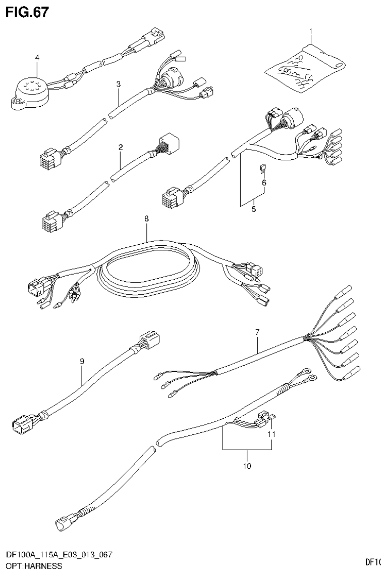Suzuki DF115AT, DF115AZ OPT:HARNESS parts diagram