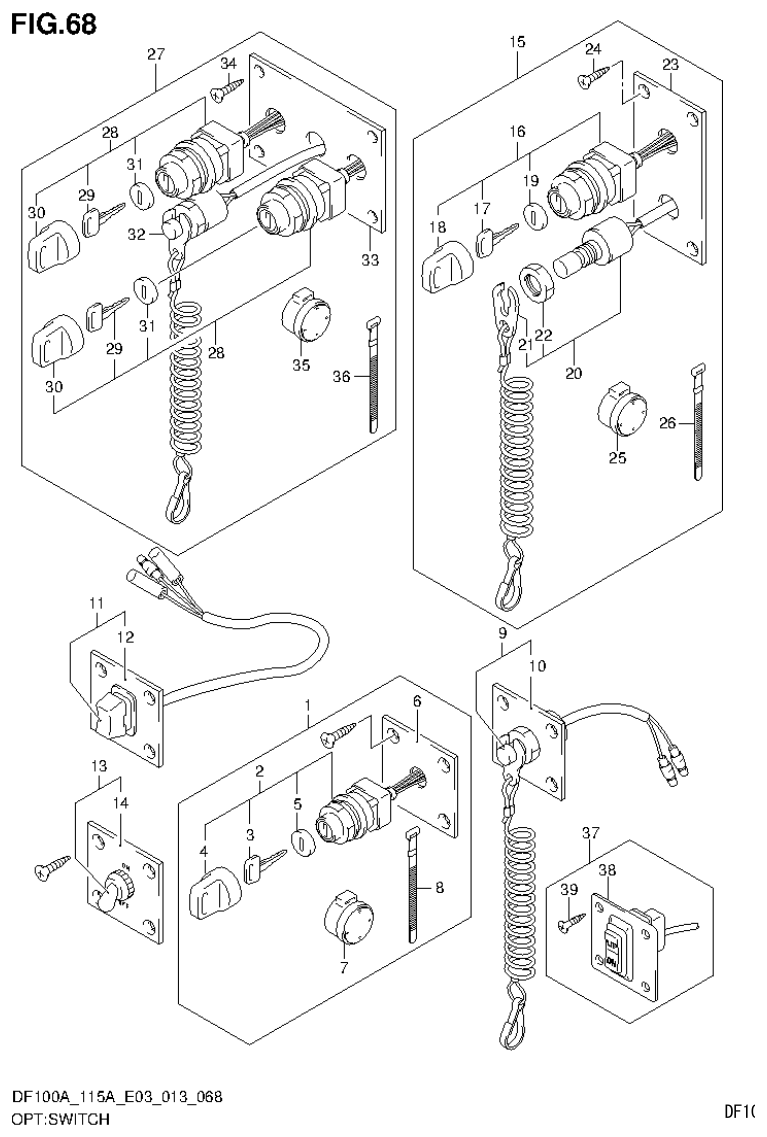 Suzuki DF115AT, DF115AZ OPT:SWITCH parts diagram