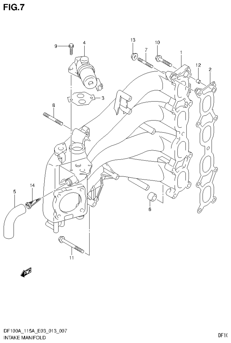 Suzuki DF115AT, DF115AZ INTAKE MANIFOLD parts diagram
