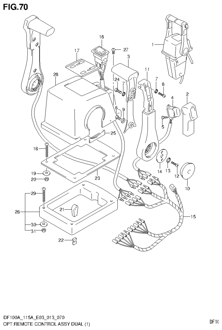Suzuki DF115AT, DF115AZ OPT:REMOTE CONTROL ASSY DUAL (1) parts diagram