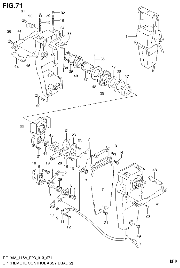 Suzuki DF115AT, DF115AZ OPT:REMOTE CONTROL ASSY DUAL (2) parts diagram