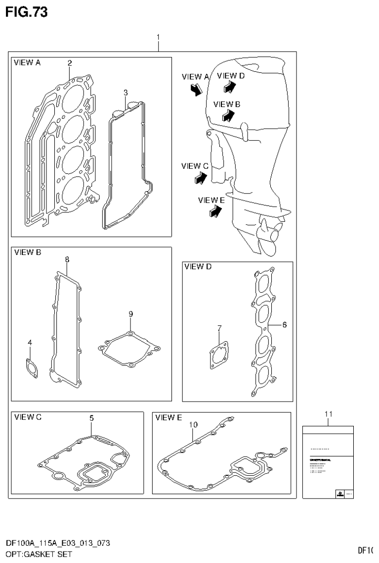 Suzuki DF115AT, DF115AZ OPT:GASKET SET parts diagram