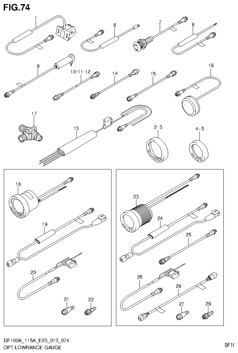 Suzuki DF115AT, DF115AZ OPT:LOWRANCE GAUGE parts diagram