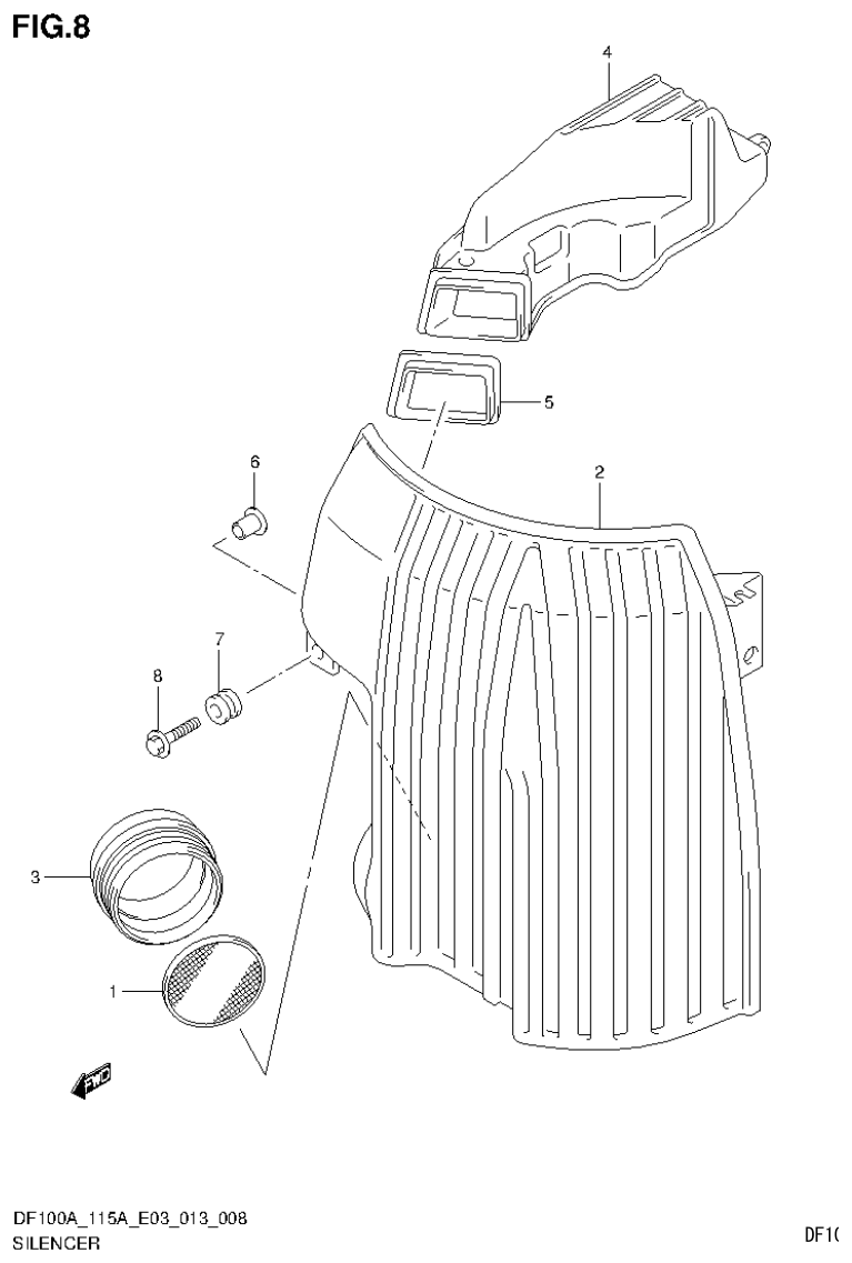 Suzuki DF115AT, DF115AZ SILENCER (DF100AT E03) parts diagram