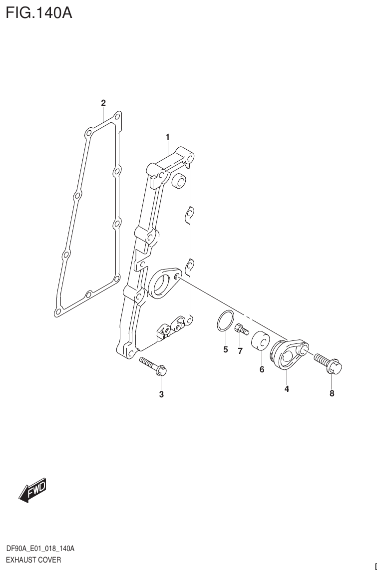 Suzuki DF80A, DF90A, DF90ATH, DF100B EXHAUST COVER parts diagram