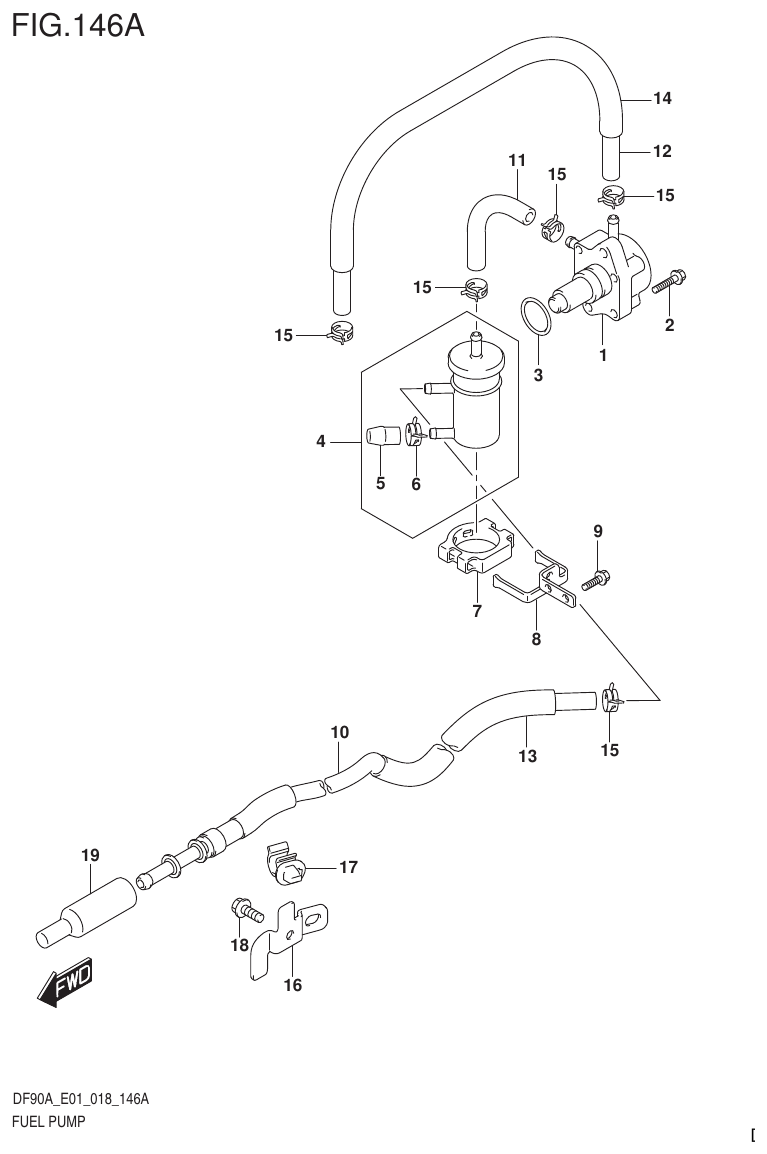 Suzuki DF80A, DF90A, DF90ATH, DF100B FUEL PUMP (DF70A)(DF70ATH)(DF80A)(DF90A)(DF90ATH) parts diagram