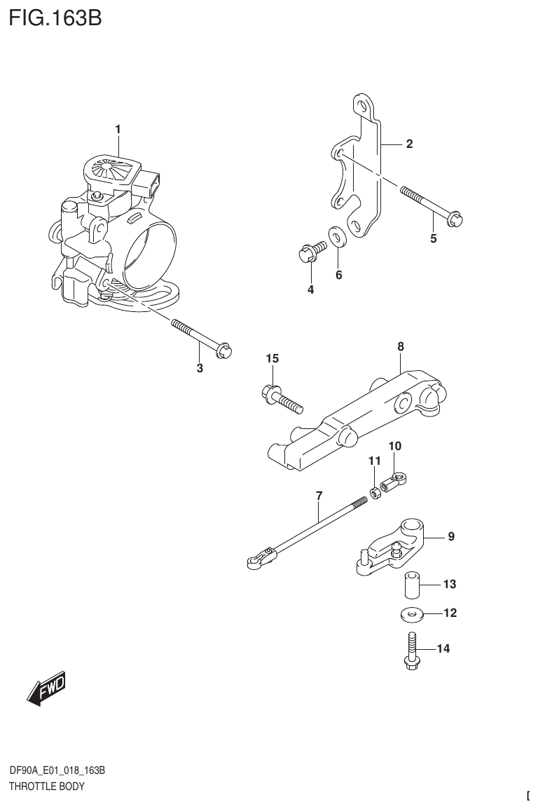 Suzuki DF80A, DF90A, DF90ATH, DF100B THROTTLE BODY (DF70ATH)(DF90ATH) parts diagram