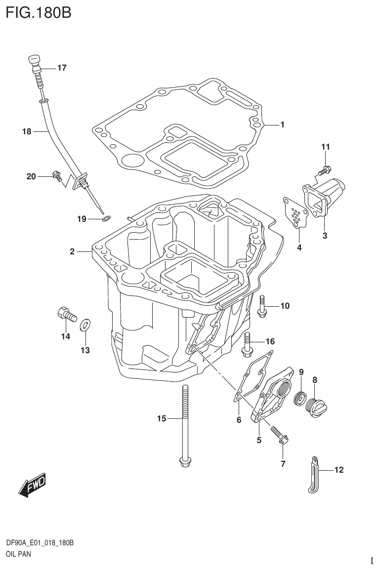 Suzuki DF80A, DF90A, DF90ATH, DF100B OIL PAN (DF70ATH)(DF80A)(DF90ATH) parts diagram