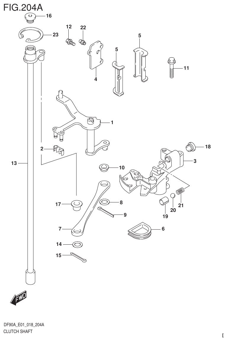 Suzuki DF80A, DF90A, DF90ATH, DF100B CLUTCH SHAFT parts diagram