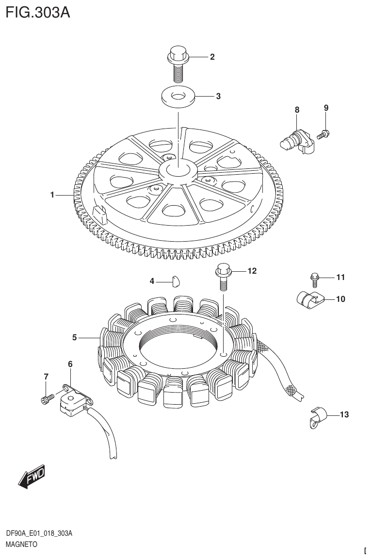 Suzuki DF80A, DF90A, DF90ATH, DF100B MAGNETO parts diagram