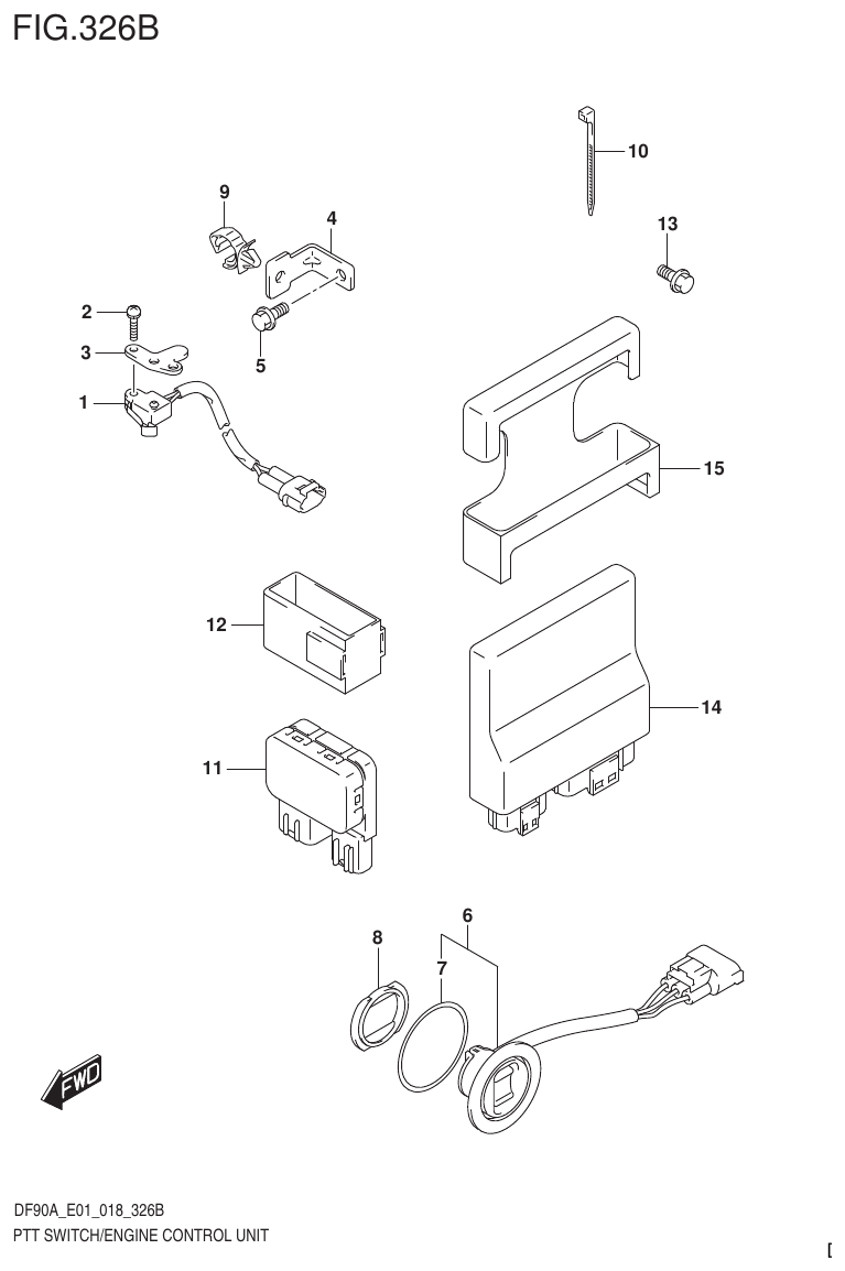 Suzuki DF80A, DF90A, DF90ATH, DF100B PTT SWITCH/ENGINE CONTROL UNIT (DF70A E40)(DF70ATH E40) parts diagram