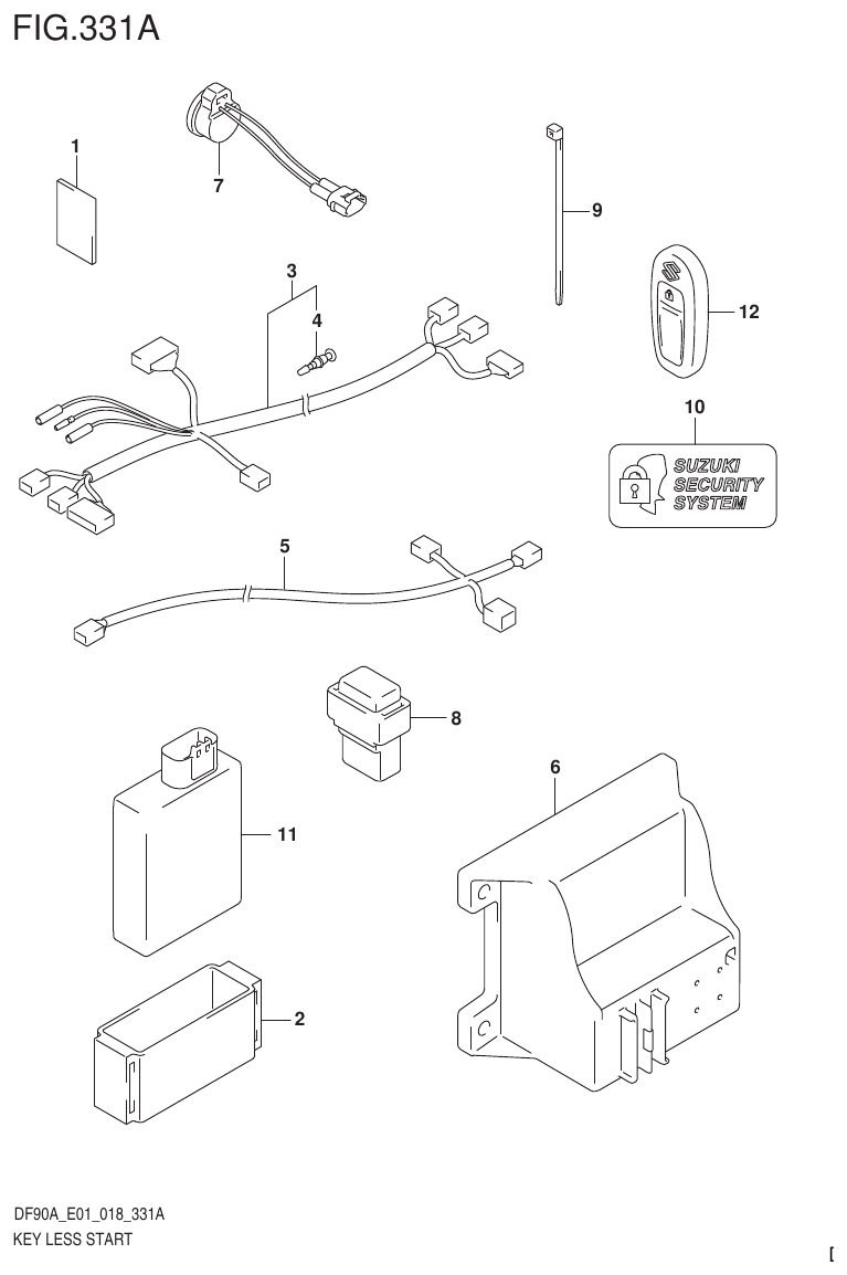 Suzuki DF80A, DF90A, DF90ATH, DF100B KEY LESS START (DF70A E01)(DF80A E01)(DF90A E01)(DF100B E01) parts diagram