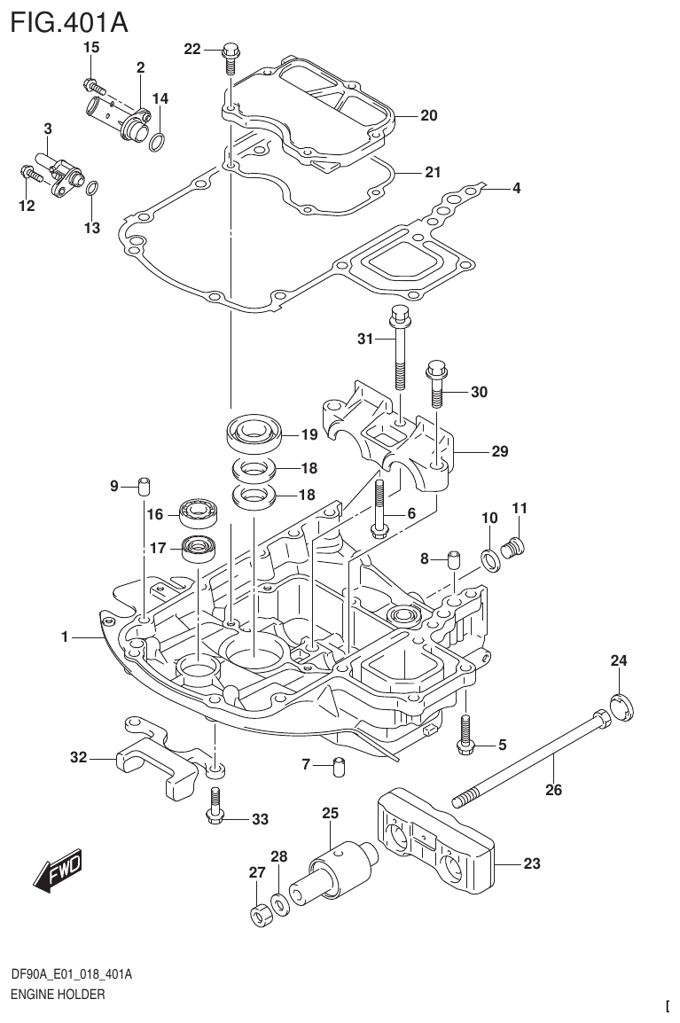 Suzuki DF80A, DF90A, DF90ATH, DF100B ENGINE HOLDER (DF70A)(DF90A)(DF100B) parts diagram