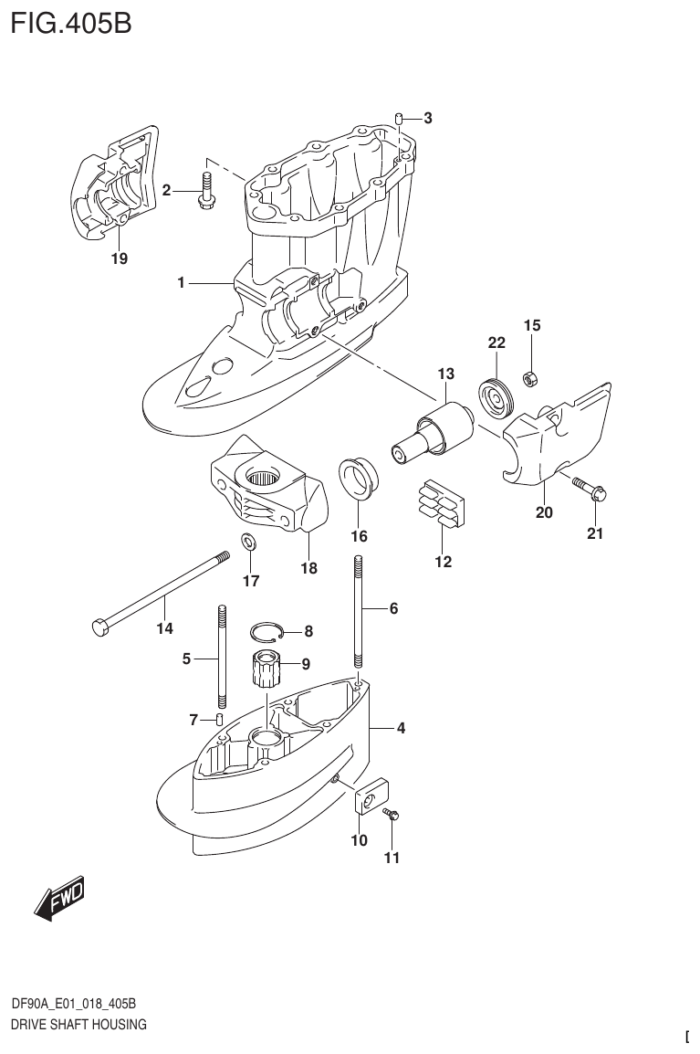 Suzuki DF80A, DF90A, DF90ATH, DF100B DRIVE SHAFT HOUSING (DF70ATH)(DF80A)(DF90ATH) parts diagram