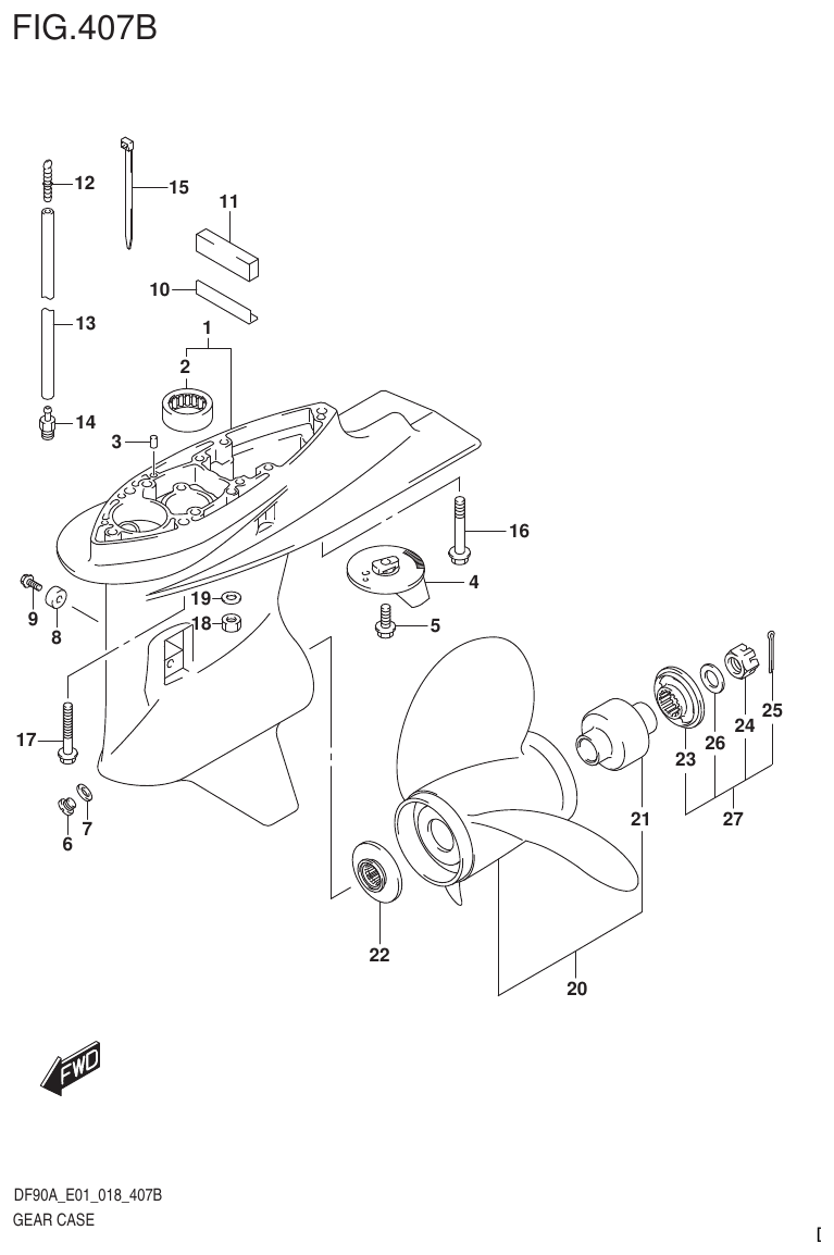 Suzuki DF80A, DF90A, DF90ATH, DF100B GEAR CASE (DF70ATH)(DF80A)(DF90ATH) parts diagram
