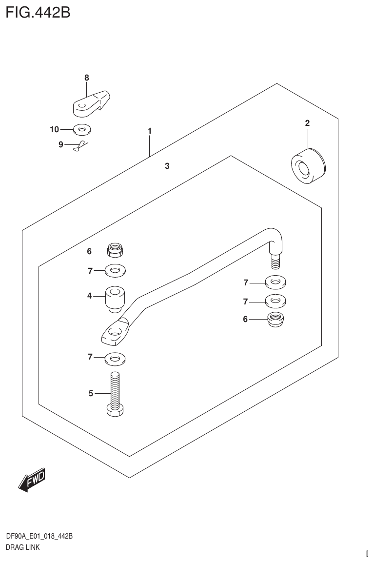 Suzuki DF80A, DF90A, DF90ATH, DF100B DRAG LINK (DF70ATH)(DF90ATH) parts diagram