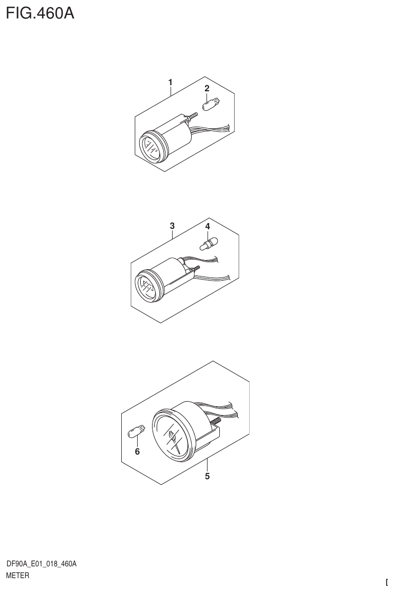 Suzuki DF80A, DF90A, DF90ATH, DF100B METER (DF70A)(DF80A)(DF90A)(DF100B) parts diagram
