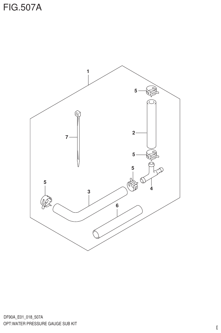 Suzuki DF80A, DF90A, DF90ATH, DF100B OPT:WATER PRESSURE GAUGE SUB KIT parts diagram