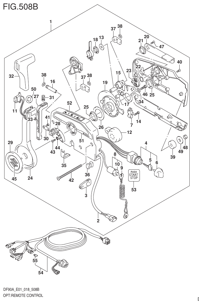 Suzuki DF80A, DF90A, DF90ATH, DF100B OPT:REMOTE CONTROL (W/KEY LESS START) parts diagram