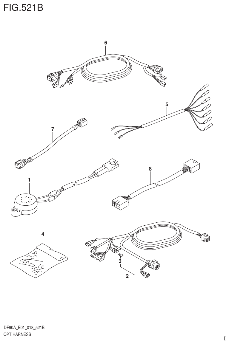 Suzuki DF80A, DF90A, DF90ATH, DF100B OPT:HARNESS (DF70ATH)(DF90ATH) parts diagram
