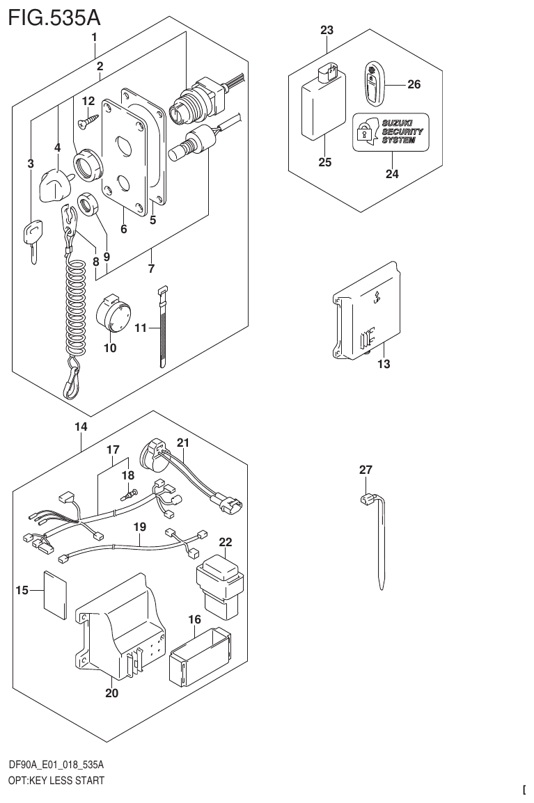 Suzuki DF80A, DF90A, DF90ATH, DF100B OPT:KEY LESS START (DF70A E01)(DF80A E01)(DF90A E01)(DF90A E parts diagram