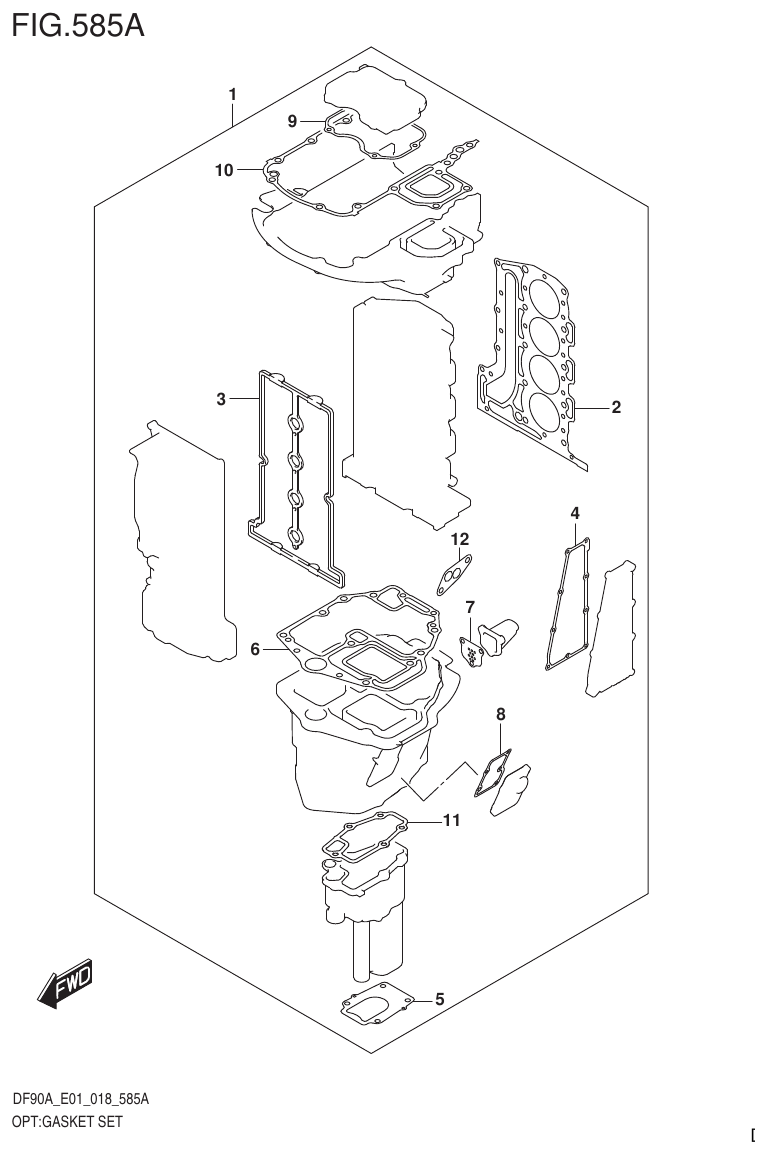 Suzuki DF80A, DF90A, DF90ATH, DF100B OPT:GASKET SET parts diagram